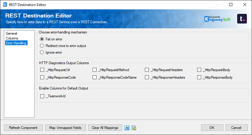 SSIS REST Teamwork Destination - Error Handling